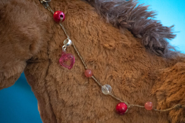 Red Agate and Clear Quartz Mane Beads closeup by Julie Bradshaw