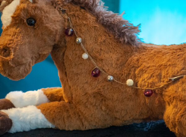 Red and White Crystal Mane Beads by Julie Bradshaw